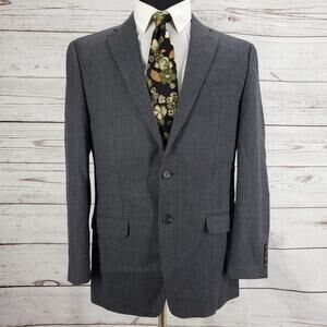 Chaps Men's 100%Wool Blue Gray Nailshead Sport Blazer Jacket Size 40R